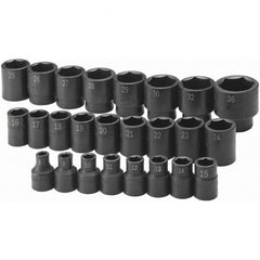 SK - 1/2" Drive Standard Impact Socket Set - 8 to 36mm, Metric Measurement Standard - Americas Industrial Supply