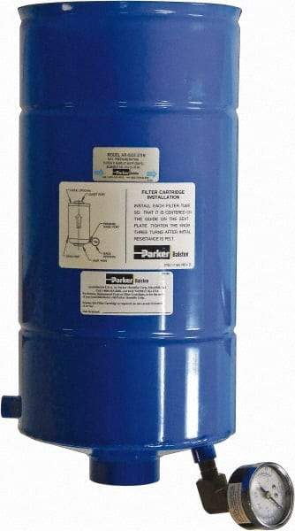 Parker - 1-1/2 NPT Air Compressor Exhaust Filter - 43 CFM, 15 psi, 7.4" Diam x 15" High, Use with Welch Pump Models #1374 - Americas Industrial Supply