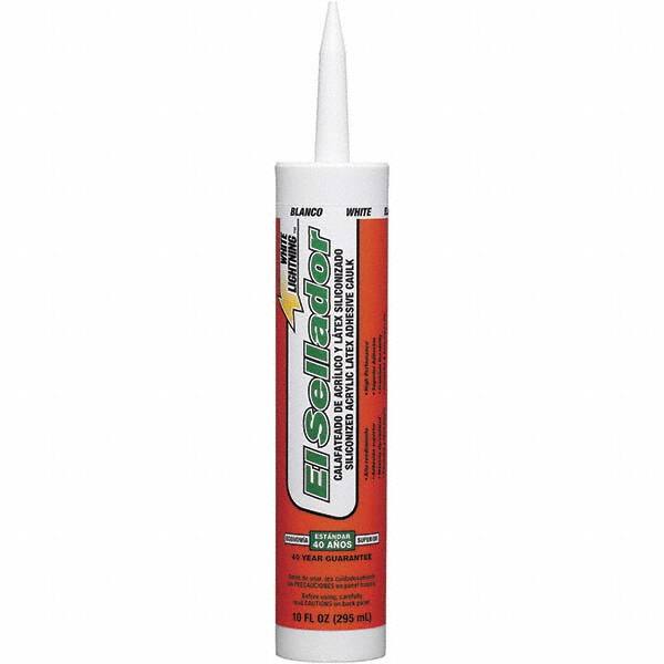 White Lightning - 10 oz Tube White Acrylic & Latex Sealant - -30 to 180°F Operating Temp, 30 min Tack Free Dry Time, 5 to 7 Days Full Cure Time - Americas Industrial Supply