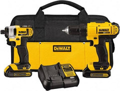 DeWALT - 20 Volt Cordless Tool Combination Kit - Includes 1/2" Drill/Driver & 1/4" Impact Driver, Lithium-Ion Battery Included - Americas Industrial Supply