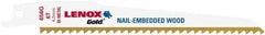 Lenox - 6" Long x 1" Thick, Bi-Metal Reciprocating Saw Blade - Tapered Profile, 14 TPI, Toothed Edge, Universal Shank - Americas Industrial Supply