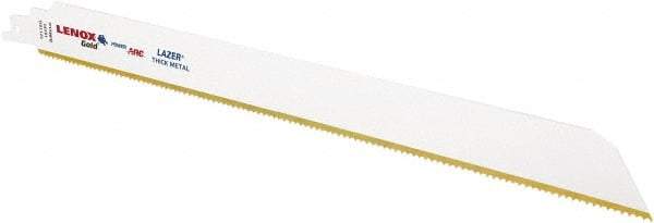 Lenox - 12" Long x 1" Thick, Bi-Metal Reciprocating Saw Blade - Tapered Profile, 10 TPI, Toothed Edge, Universal Shank - Americas Industrial Supply