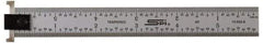 SPI - 18" Long, 1/64, 1/32" and 0.5, 1mm Graduation, Tool Steel Rule - English/Metric Graduation Style, 1-1/8" Wide, Silver, Satin Chrome Finish - Americas Industrial Supply