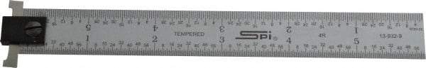 SPI - 6" Long, 1/64, 1/32, 1/16, 1/8" Graduation, Tool Steel Rule - 4R Graduation Style, 3/4" Wide, Silver, Satin Chrome Finish - Americas Industrial Supply
