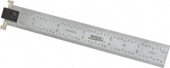SPI - 6" Long, 1/100, 1/64, 1/50, 1/32" Graduation, Tool Steel Rule - 16R Graduation Style, 3/4" Wide, Silver, Satin Chrome Finish - Americas Industrial Supply