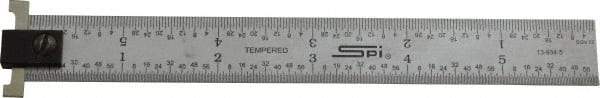 SPI - 6" Long, 1/64, 1/32" and 0.5, 1mm Graduation, Tool Steel Rule - English/Metric Graduation Style, 3/4" Wide, Silver, Satin Chrome Finish - Americas Industrial Supply