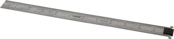 SPI - 12" Long, 1/100, 1/64, 1/50, 1/32" Graduation, Tool Steel Rule - 16R Graduation Style, 1" Wide, Silver, Satin Chrome Finish - Americas Industrial Supply