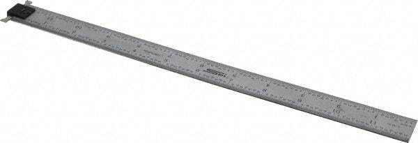 SPI - 12" Long, 1/64, 1/32" and 0.5, 1mm Graduation, Tool Steel Rule - English/Metric Graduation Style, 1" Wide, Silver, Satin Chrome Finish - Americas Industrial Supply