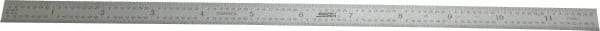SPI - 12" Long, 1/64, 1/50, 1/32, 1/10" Graduation, Flexible Steel Rule - 3R Graduation Style, 1/2" Wide, Silver, Satin Chrome Finish - Americas Industrial Supply