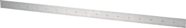 SPI - 18" Long, 1/64, 1/32, 1/16, 1/8" Graduation, Flexible Steel Rule - 4R Graduation Style, 3/4" Wide, Silver, Satin Chrome Finish - Americas Industrial Supply