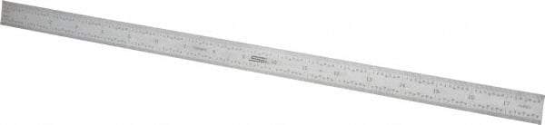 SPI - 18" Long, 1/100, 1/64, 1/32, 1/10" Graduation, Flexible Steel Rule - 5R Graduation Style, 3/4" Wide, Silver, Satin Chrome Finish - Americas Industrial Supply