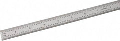 SPI - 18" Long, 1/100, 1/64, 1/50, 1/32" Graduation, Flexible Steel Rule - 16R Graduation Style, 3/4" Wide, Silver, Satin Chrome Finish - Americas Industrial Supply