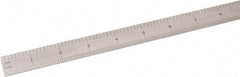 SPI - 24" Long, 1/64, 1/32, 1/16, 1/8" Graduation, Flexible Steel Rule - 4R Graduation Style, 3/4" Wide, Silver, Satin Chrome Finish - Americas Industrial Supply