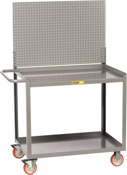 Little Giant - 1,200 Lb Capacity, 2 Shelf, 1 Drawer Mobile Workbench with Pegboard Panel - 36" Wide x 24" Deep x 60" High, Steel - Americas Industrial Supply