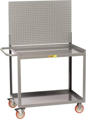 Little Giant - 1,200 Lb Capacity, 2 Shelf Mobile Workbench with Pegboard Panel - 36" Wide x 24" Deep x 60" High, Steel - Americas Industrial Supply
