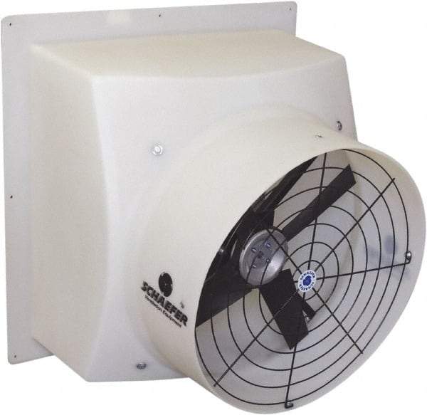 Schaefer Ventilation Equipment - 24" Blade, Direct Drive, 1/2 hp, 5,300 CFM, TEAO Exhaust Fan - 29-1/2" Opening Height x 29" Opening Width, 4.8/2.4 Amp, 115/230 Volt, 1 Speed, Single Phase - Americas Industrial Supply