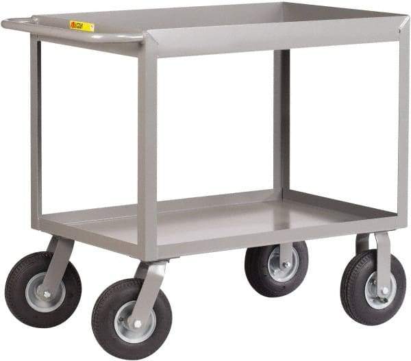 Little Giant - 1,200 Lb Capacity, 24" Wide x 42" Long x 36-1/2" High Deep Shelf Cart - 2 Shelf, Steel, 2 Rigid/2 Swivel Casters - Americas Industrial Supply
