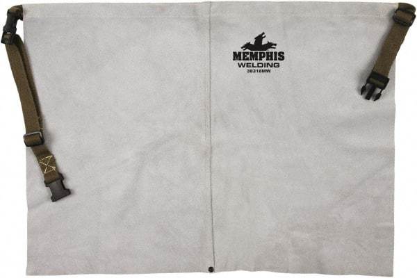 MCR Safety - 24 x 18" Flame Resistant/Retardant & Welding Waist Apron - Leather, 14 oz Material, Gray - Americas Industrial Supply
