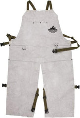 MCR Safety - 24 x 42" Flame Resistant/Retardant & Welding Bib Apron - Leather, 33 oz Material, Gray, 1 Pocket - Americas Industrial Supply