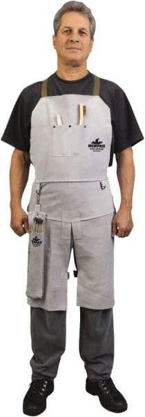 MCR Safety - 24 x 36" Flame Resistant/Retardant & Welding Bib Apron - Leather, 30 oz Material, Gray, 1 Pocket - Americas Industrial Supply