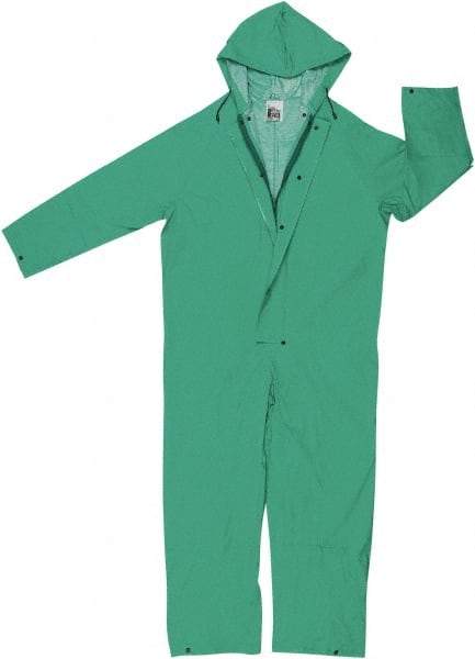 MCR Safety - Size S, Green, Rain Coverall - 36" Chest, Snap Ankle, Take Up Snaps Wrist - Americas Industrial Supply