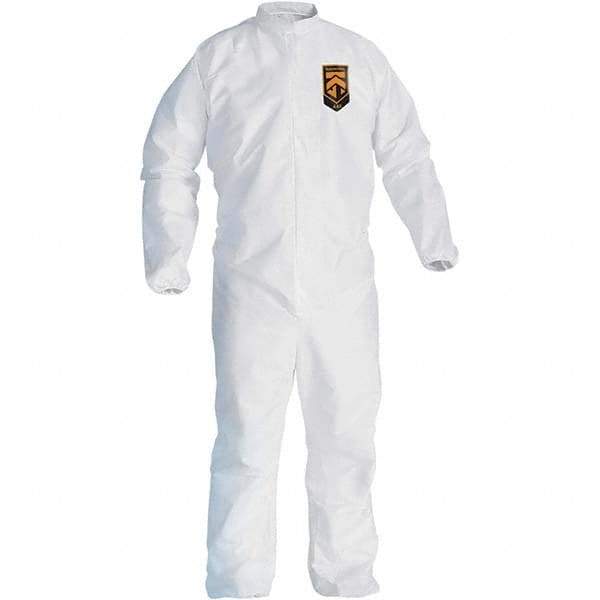 KleenGuard - Size 2XL Film Laminate General Purpose Coveralls - White, Zipper Closure, Elastic Cuffs, Elastic Ankles, Serged Seams - Americas Industrial Supply