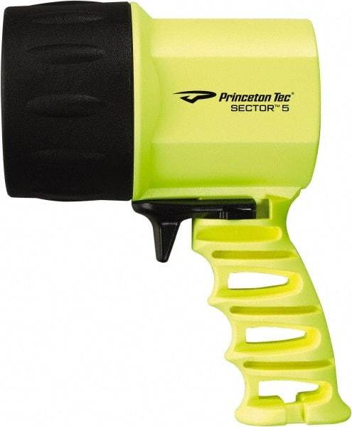 Princeton Tec - White LED Bulb, 550 Lumens, Spotlight/Lantern Flashlight - Neon Yellow Plastic Body, 4 C Alkaline Batteries Included - Americas Industrial Supply