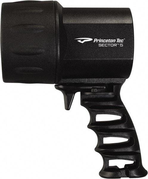 Princeton Tec - White LED Bulb, 550 Lumens, Spotlight/Lantern Flashlight - Black Plastic Body, 4 C Alkaline Batteries Included - Americas Industrial Supply