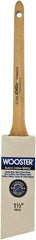 Wooster Brush - 1-1/2" Angled Hog Sash Brush - 2-3/16" Bristle Length, 7-7/8" Maple Rattail Handle - Americas Industrial Supply