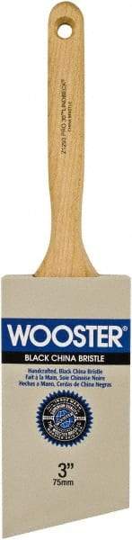 Wooster Brush - 3" Angled Hog Sash Brush - 2-15/16" Bristle Length, 7-7/8" Maple Fluted Handle - Americas Industrial Supply