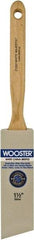 Wooster Brush - 1-1/2" Angled Hog Sash Brush - 2-11/16" Bristle Length, 7-7/8" Maple Fluted Handle - Americas Industrial Supply