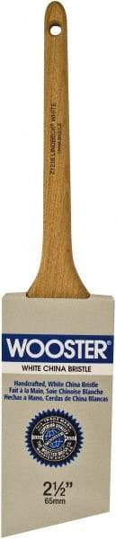 Wooster Brush - 2-1/2" Angled Hog Sash Brush - 2-15/16" Bristle Length, 7-7/8" Maple Rattail Handle - Americas Industrial Supply