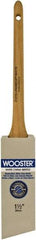 Wooster Brush - 1-1/2" Angled Hog Sash Brush - 2-7/16" Bristle Length, 6-1/2" Maple Rattail Handle - Americas Industrial Supply