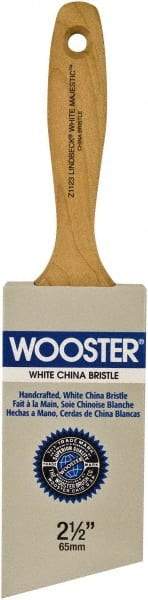 Wooster Brush - 2-1/2" Angled Hog Varnish Brush - 2-15/16" Bristle Length, 5-1/8" Maple Beavertail Handle - Americas Industrial Supply