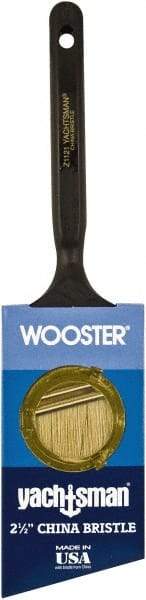 Wooster Brush - 2-1/2" Angled Hog Sash Brush - 2-11/16" Bristle Length, 5-1/8" Plastic Fluted Handle - Americas Industrial Supply