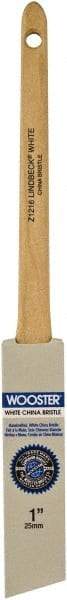 Wooster Brush - 1" Angled Hog Sash Brush - 2-3/16" Bristle Length, 6-1/2" Maple Rattail Handle - Americas Industrial Supply