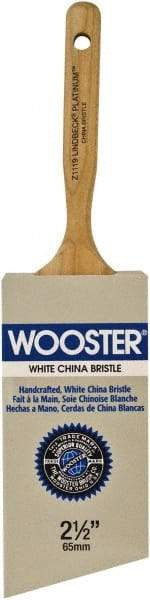 Wooster Brush - 2-1/2" Angled Hog Varnish Brush - 2-15/16" Bristle Length, 6-1/2" Maple Dowel Handle - Americas Industrial Supply