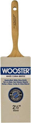 Wooster Brush - 2-1/2" Flat Hog Varnish Brush - 2-15/16" Bristle Length, 5-1/8" Maple Dowel Handle - Americas Industrial Supply