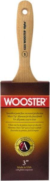 Wooster Brush - 3" Oval Synthetic Varnish Brush - 3-7/16" Bristle Length, 6-1/4" Maple Beavertail Handle - Americas Industrial Supply