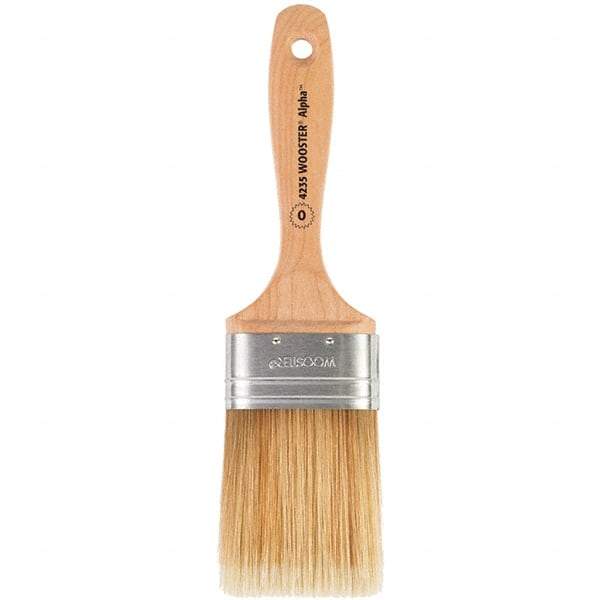 Wooster Brush - 2-1/2" Oval Synthetic Varnish Brush - 3-3/16" Bristle Length, 6-1/4" Maple Beavertail Handle - Americas Industrial Supply