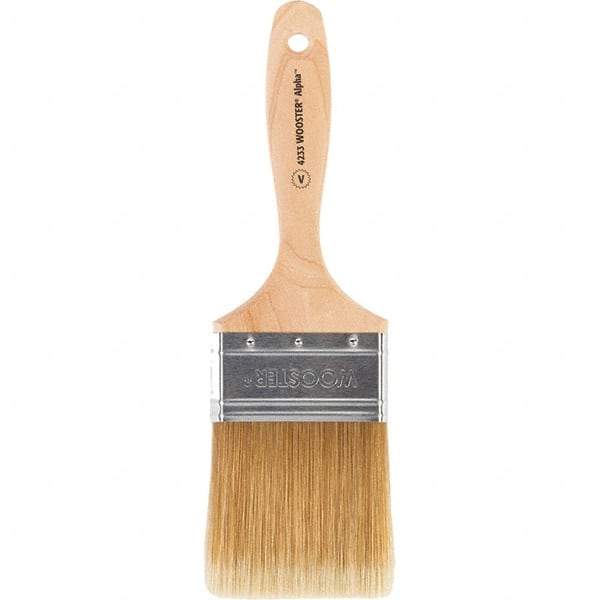 Wooster Brush - 3" Flat Synthetic Varnish Brush - 3-3/16" Bristle Length, 6-1/2" Maple Beavertail Handle - Americas Industrial Supply