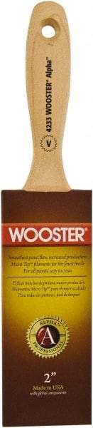 Wooster Brush - 2" Flat Synthetic Varnish Brush - 2-11/16" Bristle Length, 6-1/2" Maple Beavertail Handle - Americas Industrial Supply