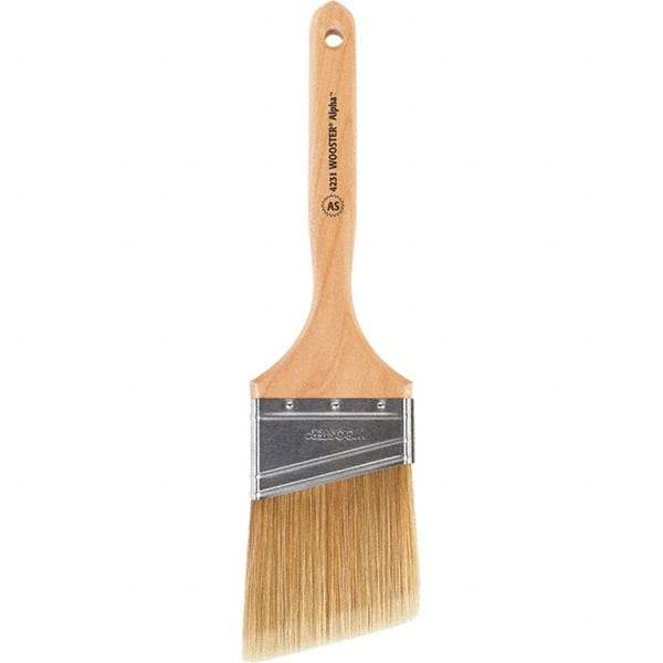 Wooster Brush - 3" Angled Synthetic Sash Brush - 3-3/16" Bristle Length, 7-7/8" Maple Fluted Handle - Americas Industrial Supply