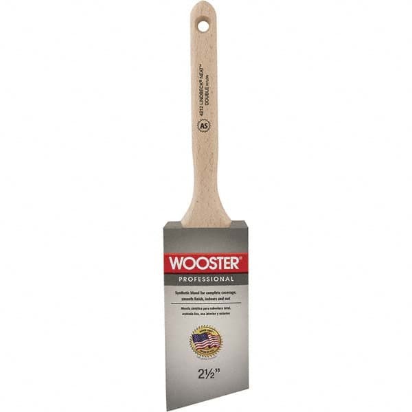 Wooster Brush - 2-1/2" Angled Synthetic Sash Brush - 2-15/16" Bristle Length, 7-7/8" Poly Foam Fluted Handle - Americas Industrial Supply
