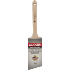 Wooster Brush - 2-1/2" Angled Synthetic Sash Brush - 2-15/16" Bristle Length, 7-7/8" Poly Foam Fluted Handle - Americas Industrial Supply