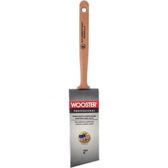 Wooster Brush - 2" Angled Synthetic Sash Brush - 2-11/16" Bristle Length, 7-7/8" Poly Foam Fluted Handle - Americas Industrial Supply