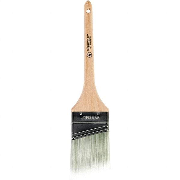 Wooster Brush - 2-1/2" Angled Synthetic Sash Brush - 2-11/16" Bristle Length, 7-1/4" Wood Rattail Handle - Americas Industrial Supply