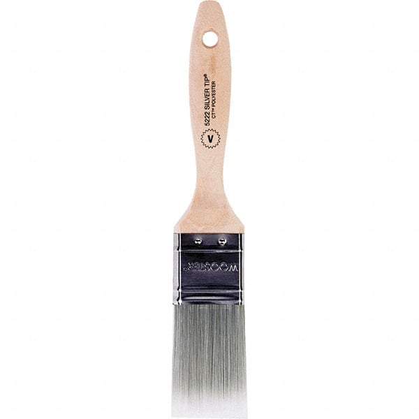 Wooster Brush - 1-1/2" Flat Synthetic Varnish Brush - 2-7/16" Bristle Length, 6-3/8" Wood Beavertail Handle - Americas Industrial Supply