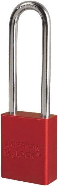 American Lock - Keyed Different Conductive Lockout Padlock - 3" Shackle Clearance, 1/4" Shackle Diam, 1.8" Body Height x 3/4" Body Width, Red, 6 Pins - Americas Industrial Supply