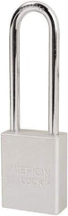 American Lock - Keyed Different Conductive Lockout Padlock - 3" Shackle Clearance, 1/4" Shackle Diam, 1.8" Body Height x 1-1/2" Body Width, Silver, 6 Pins - Americas Industrial Supply